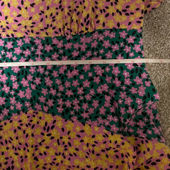 Topshop women's micro ditzy floral maxy dress 10 short sleeve ruffle hem - Picture 10 of 10